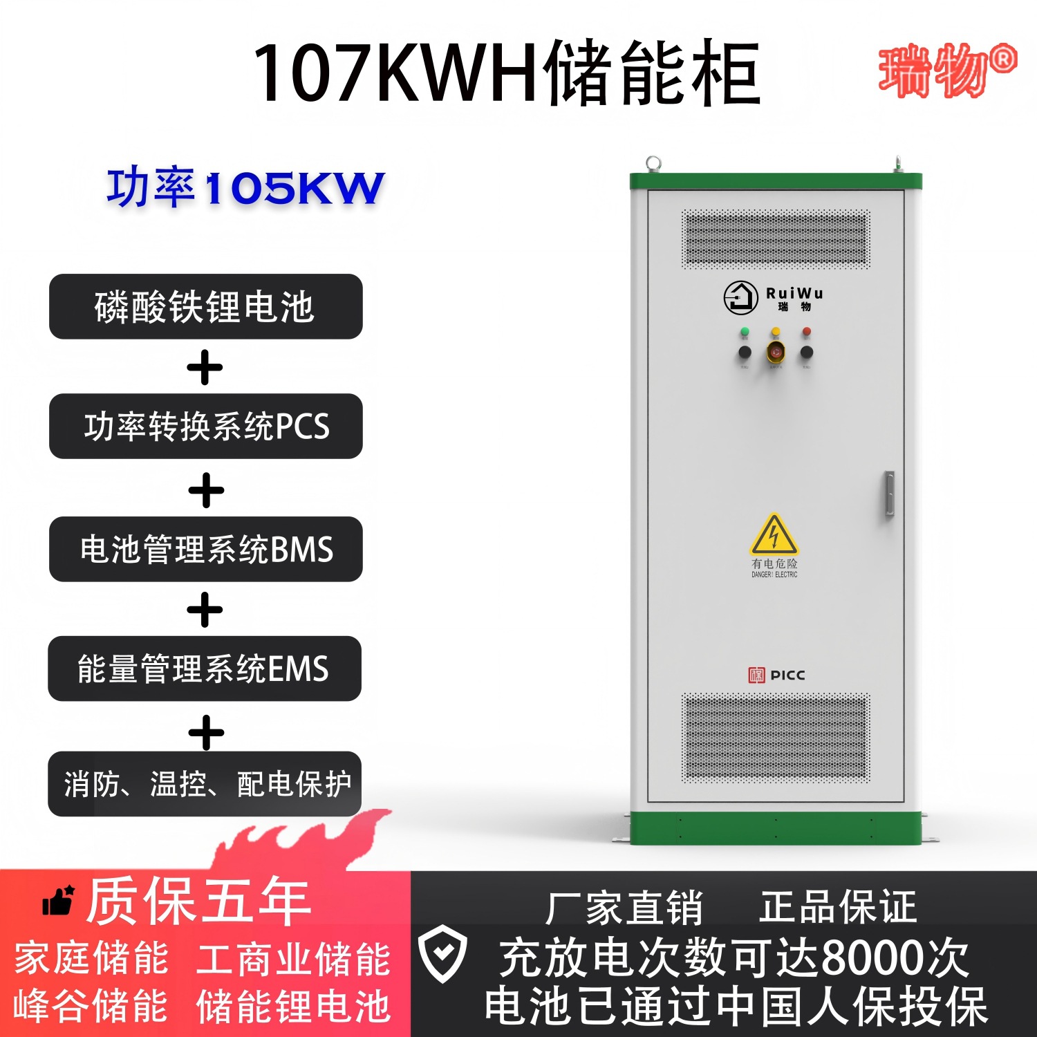 瑞物储能锂电池 家庭储能 工商业储能 新能源 峰谷储能 光伏储能