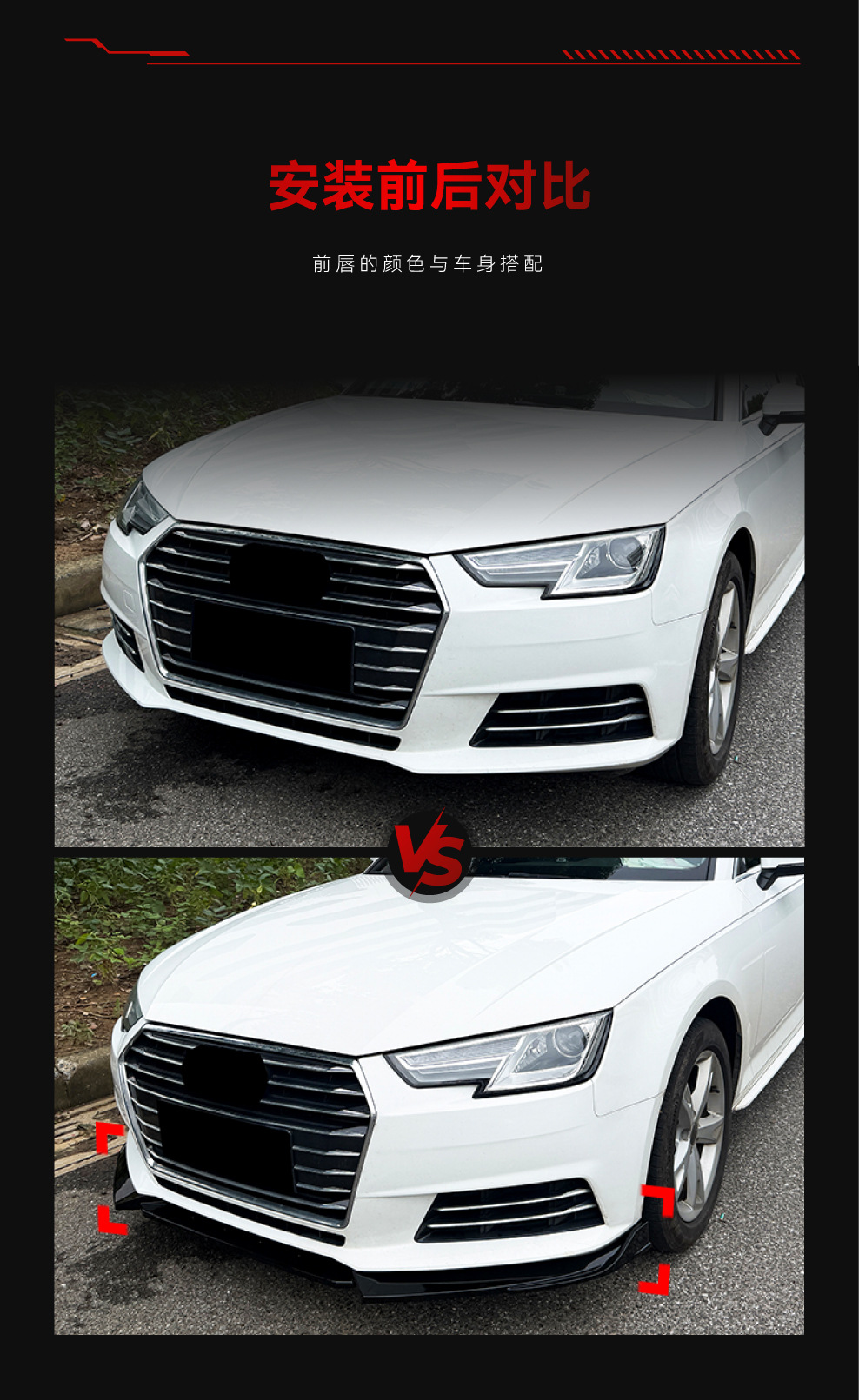 Suitable for 2017-2019 Audi A4 S4 B9 standard version front spoiler front lip body kit cross-border modification parts
