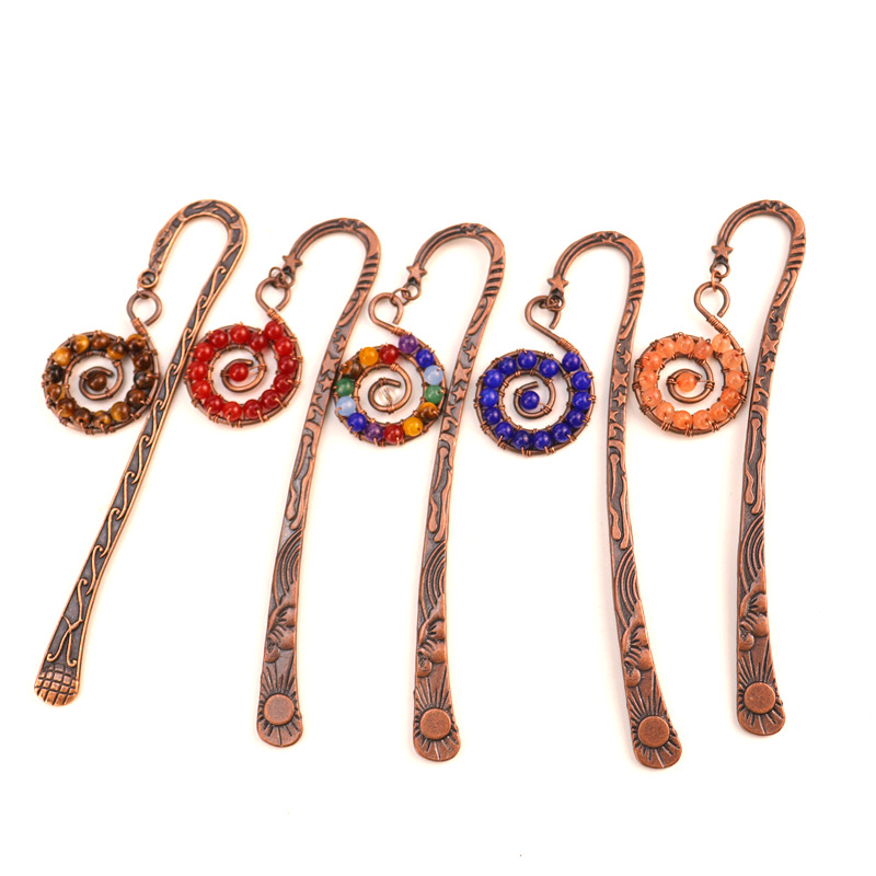 Retro personalizado nuevo hecho a mano con cuentas de colores Concha vida árbol marcador colorido cristal en forma de concha marcador BM05