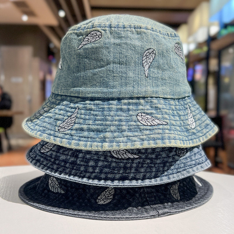 Retro vaquín lavado sombrero pescador mujer 2025 primavera y verano sombrero de protección solar moda versátil mostrando la cara sombrero de cuenca