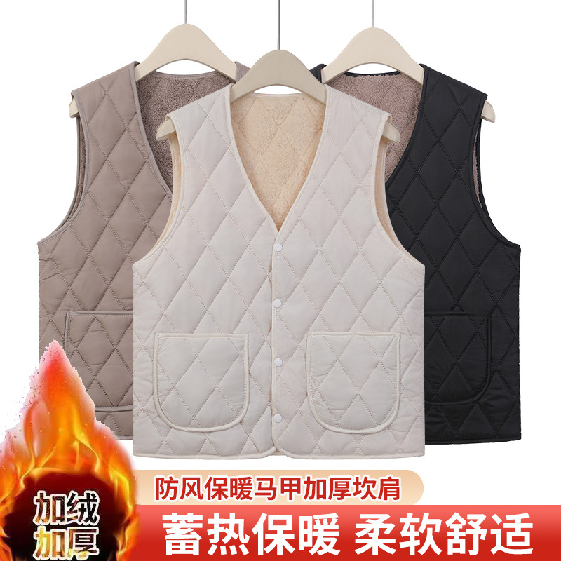 Lightweight cotton vest for middle-aged and elderly women, short style, plus size, round neck, wholesale.