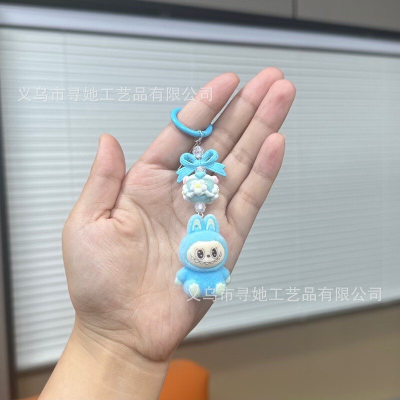 植绒迷你labubu二创猛粒搪胶萌粒包包手机挂件可爱钥匙扣闺蜜礼物|undefined