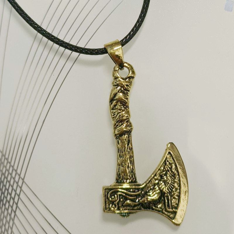 Simple Style Cool Style Axe Alloy Leather Rope Metal Irregular Plating Men's Pendant Necklace display picture 2