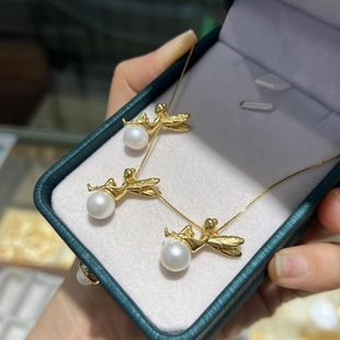 18K Gold Pearl Elf Pendant Au750 Color Gold Popular Accessible Luxury Necklace Water Shell Jewelry Gold Supply Wholesale