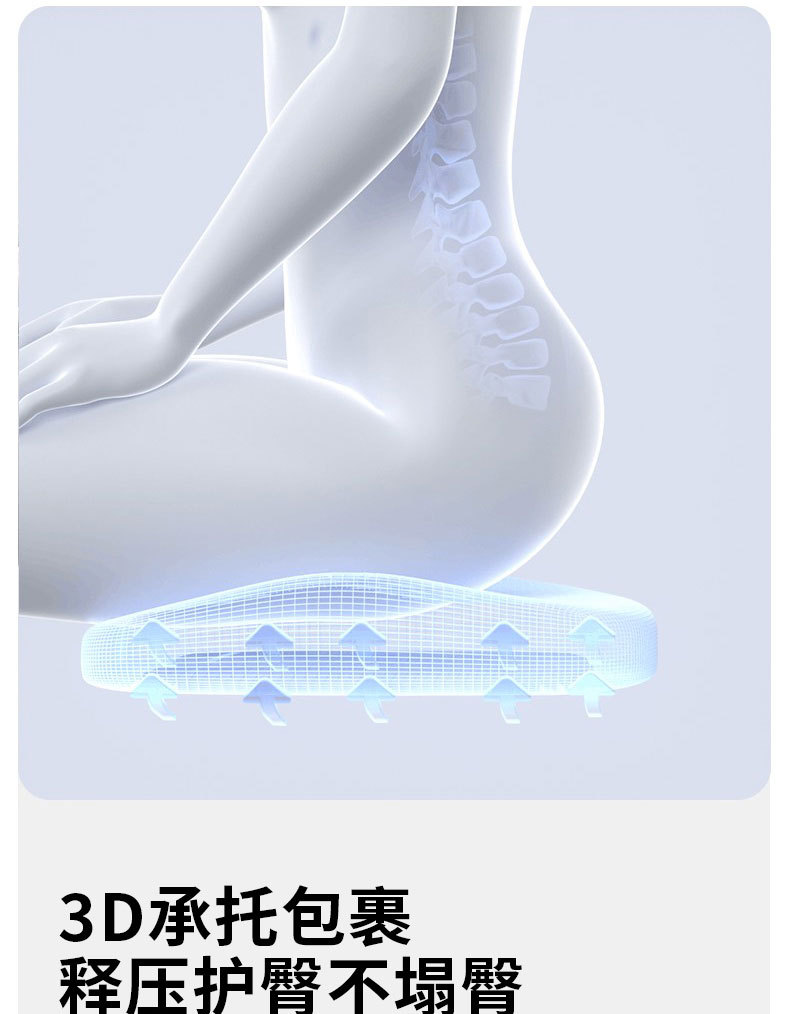 Cross-Border Car Seat Cushion, Office Chair Cushion, Long-Sitting Pressure Relief Magic Cushion, Stool Memory Foam Lumbar Support Cushion, Beauty Butt Cushion
