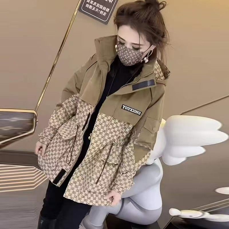 风衣外套女2025秋冬季新款潮流拼色减龄连帽宽松夹克百搭潮冲锋衣|undefined