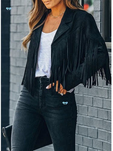 Casual lapel tassel short-sleeved jacket