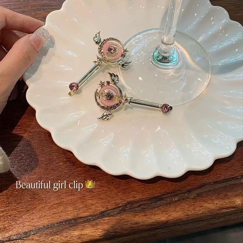 15g Weight Hair Clip Hair Accessories Type 1 Piece Quantity Holiday, Street Occasion Metal Material Cartoon, Magic Wand Pattern All Seasons Season Women's Gender Cute Style Cute Women's Cartoon Magic Wand Metal Hair Clip 11