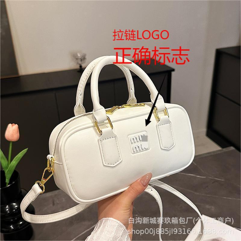 miu缪谬保龄球小方包跨境波士顿单肩斜挎枕头包手提波士顿包