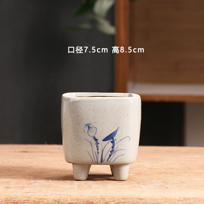 Flor de loto cuadrada azul y blanco