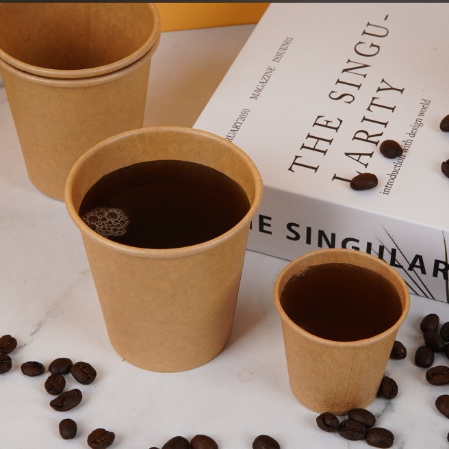 Taza de café kraft desechable 1.5oz 2.5oz 4oz 6oz 7oz taza de bebida caliente con impresión externa