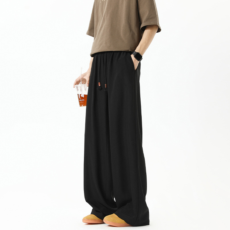 Amerikanische, fließende Herrenhosen, trendige Marke für Frühling/Sommer, kühlendes Tragegefühl aus Eisseide, lockere Passform, Übergröße, Cleanfit_voghion.com