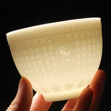 陶瓷品茗杯茶道杯泡心经功夫茶杯茶具建盏主人杯般若杯羊脂玉繁星