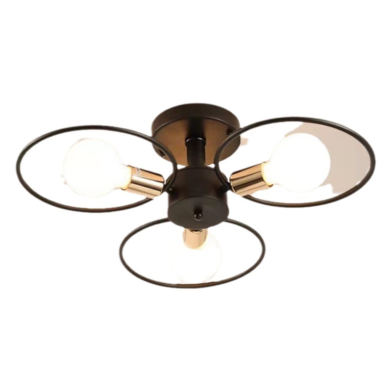 Transfronterizo nórdico lámpara de techo de hierro negro creativo iluminación personalizada moderno acogedor dormitorio principal comedor sala de estar lámparas