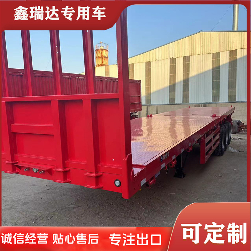 Export Heavy-Duty 40-Foot Container Transport Trailer, Durable 13m Container Flatbed Semi-Trailer