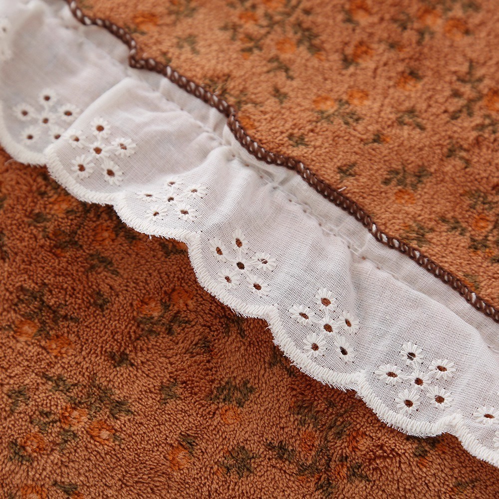 Serviette de visage en dentelle florale douce absorbante coral_voghion.com