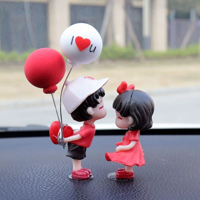 Cute Mickey Car Couple: Car ornaments - love-couple-red-and-white-love-balloon-with-4-pieces-of-traceless-glue