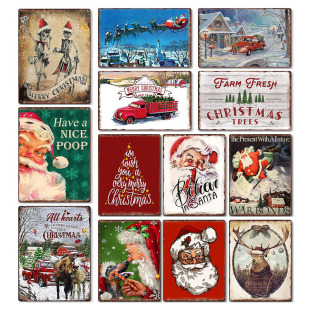 Home wall Christmas Christmas atmosphere decorative painting cross-border monopoly tin painting