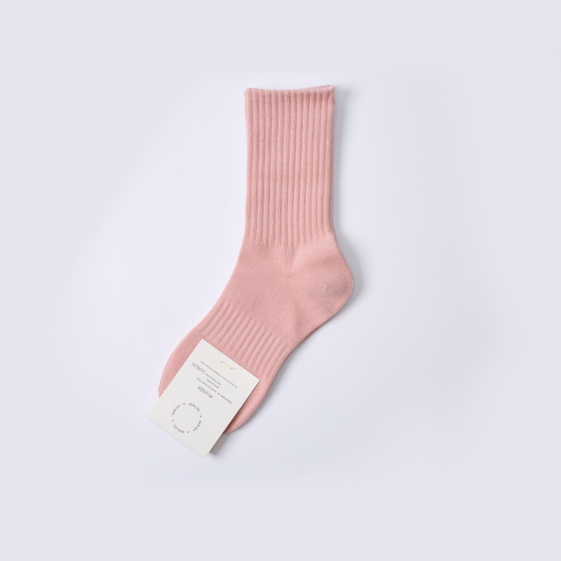 Plusox calcetines marrones calcetines de media pantorrilla de mujer Primavera, Otoño e Invierno calcetines japoneses retro hilo grueso pila ins moda