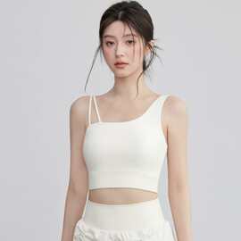 单侧吊带运动内衣女中高强度健身跑步背心一体式美背瑜伽服普拉提