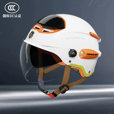 Helmet, High-End, Motosiklet kaskı (dəbilqə) - white-double-mirror-top-ventilation-one-size-fits-all54-62cm