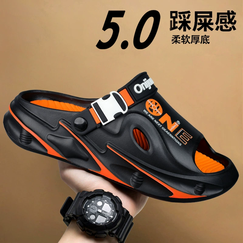 Мужские сандалии 2025, новые летние модные сандалии и шлепанцы с толстой подошвой, спортивная обувь для улицы, пляжная обувь с противоскользящей подошвой