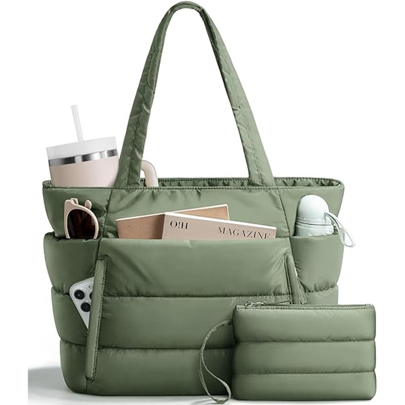 Cross-Border Large-Capacity Women's Tote Bag with Multiple Compartments, Travel Work Computer Bag, Lightweight Puffy Handbag, Shoulder Bag Cross-Border Large-Capacity Women's Tote Bag with Multiple Compartments, Travel Work Computer Bag, Lightweight Puffy Handbag, Shoulder Bag