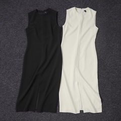 純工場原単春女装三酢酸繊維混紡スリットワンピース高級高級ブランド高級感女