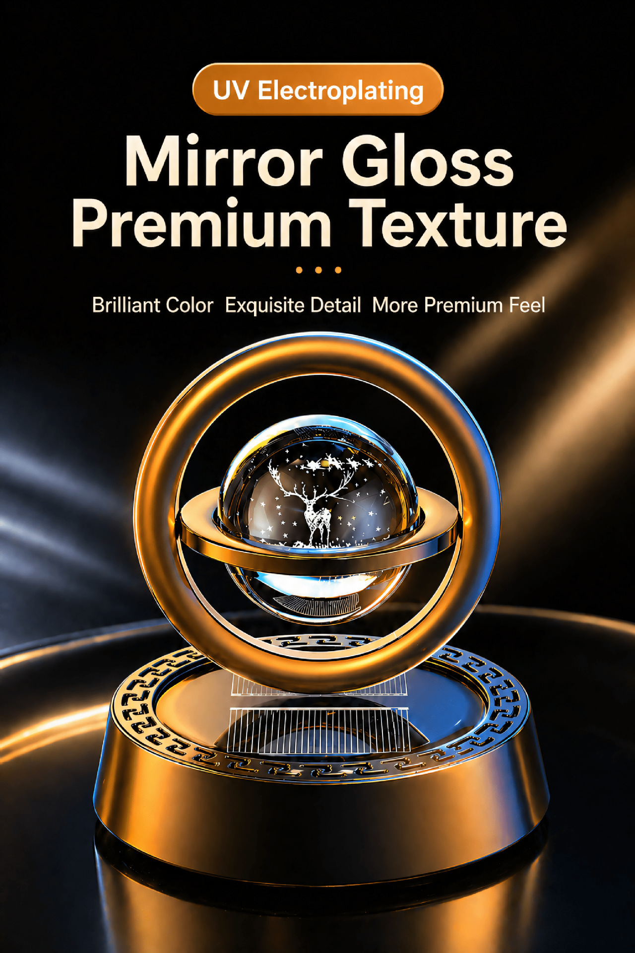 Car-mounted solar-powered aromatherapy diffuser, new model, solar-powered floating crystal solid perfume, creative car decoration with a fresh fragrance