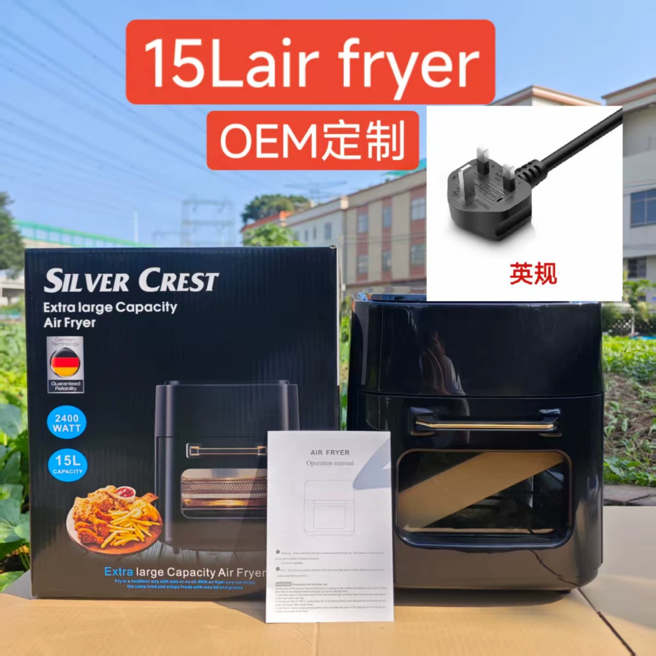 Air fryer (SILVERCREST) 8 L, see-through window, fully automatic multi-function electric fryer