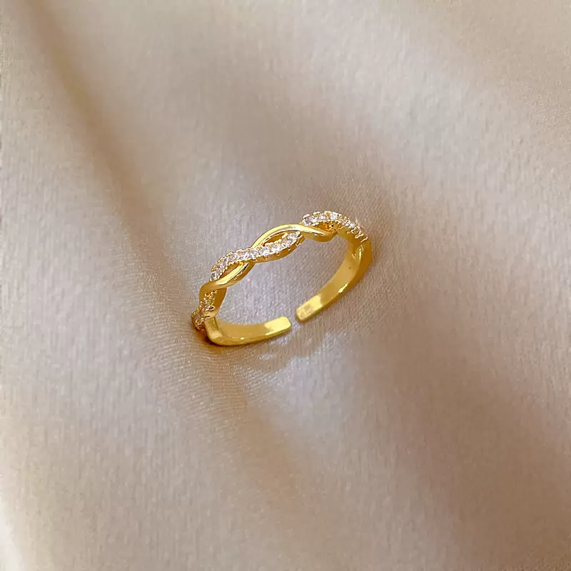 【铜微镶】开口锆石戒指女时尚个性指环食指戒网红同款简约冷淡风