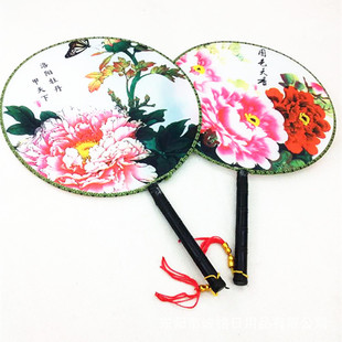 Anti-Embroidery Round Fan, Ancient Fan, Female Round Fan, Children's Fairy Girl Student, Hanfu Style Square Dance Batch Wooden Frame