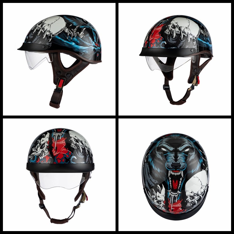 Electric Motorcycle Helmet Retro Half Helmet 3C Certified Fashionable Stylish Summer Sun Protection Cycling Scoop Helmet Factory Direct Sale