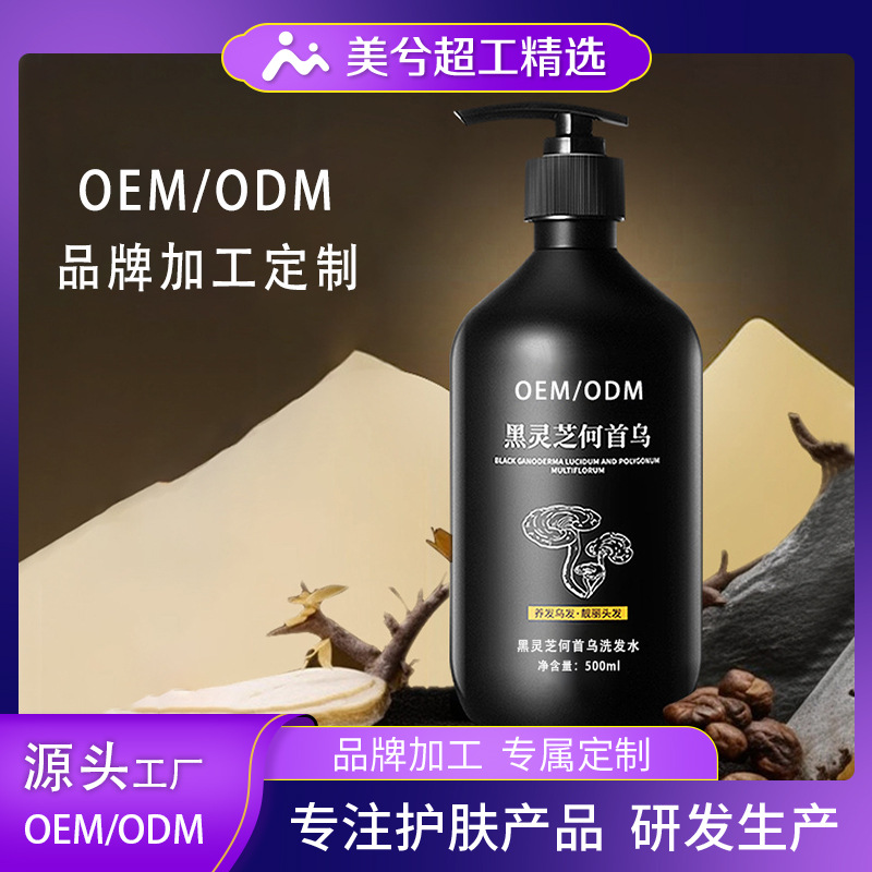 Ganoderma lucidum negro <unk> radix champú OEM personalizado fuerte y duro control de aceite champú anti-caspa champú procesamiento de marca