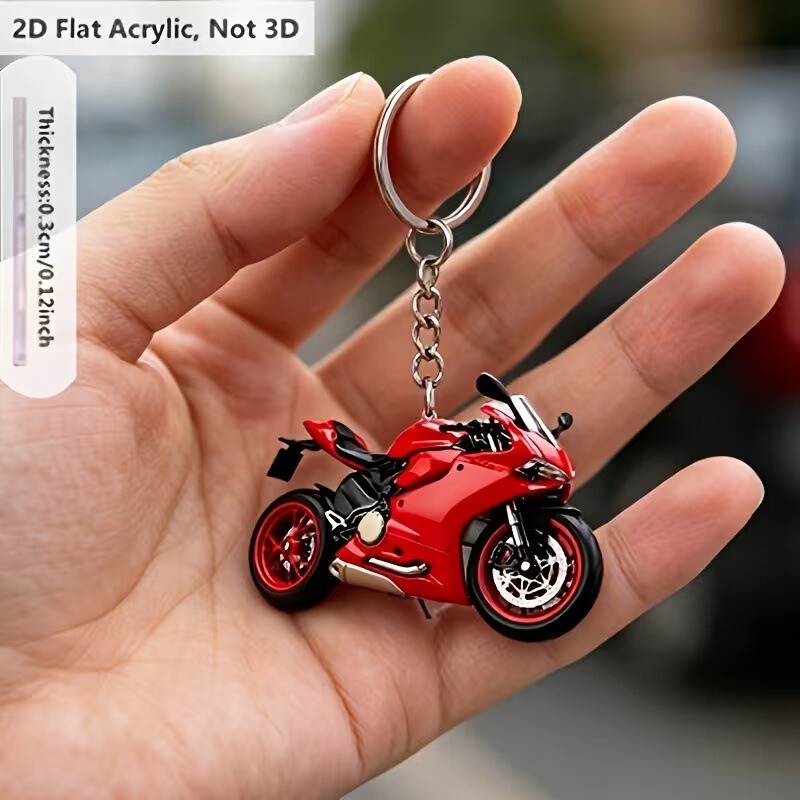 Motorcycle-shaped acrylic keychain, flat 2D motorcycle pendant, bag decoration, small gift, craft item Motorcycle-shaped acrylic keychain, flat 2D motorcycle pendant, bag decoration, small gift, craft item