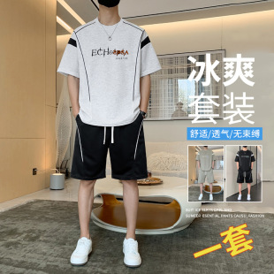 Summer Short-Sleeved Printed Shorts Suit Men's Loose Summer Clothes Men's Casual Pants Men's Clothing Set