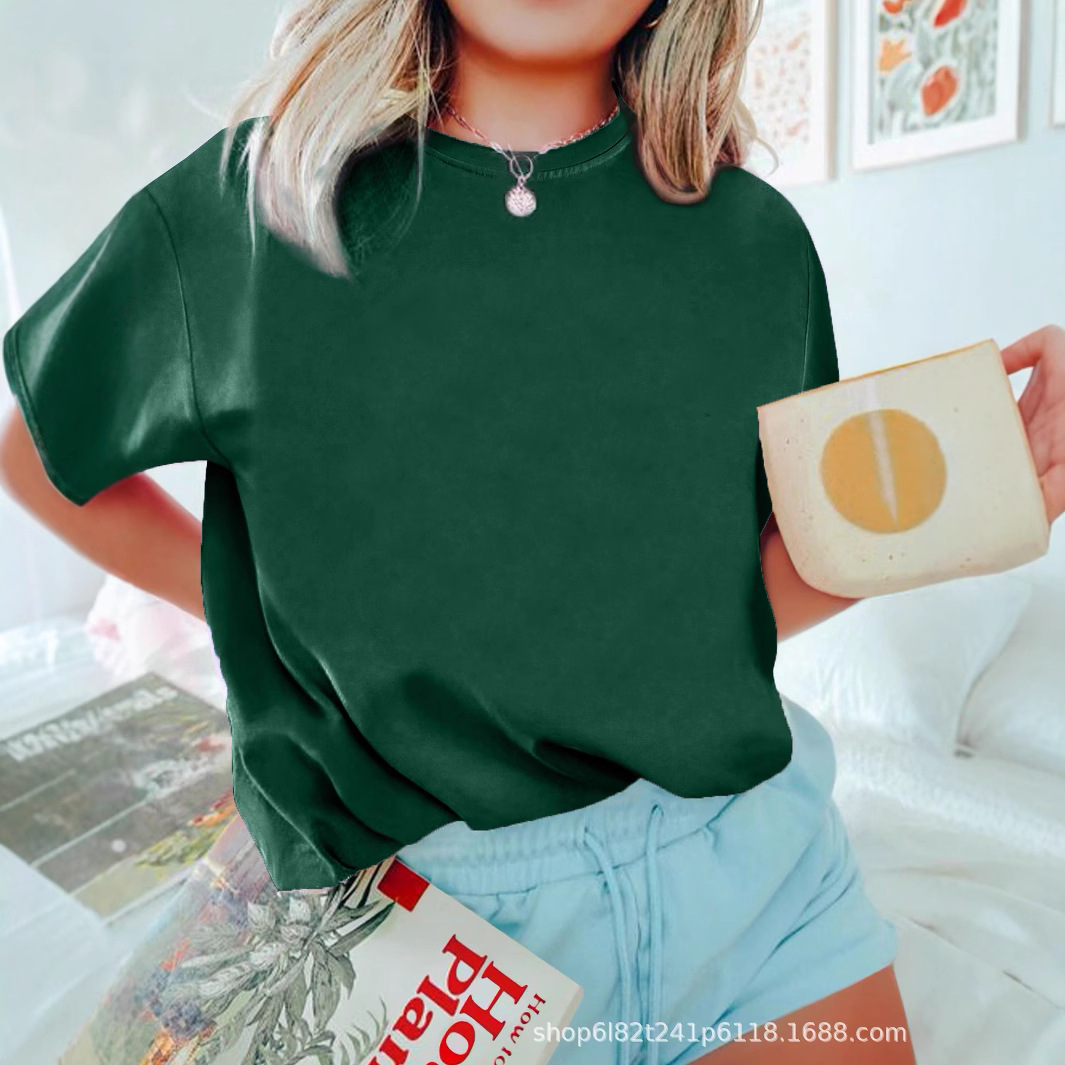 跨境亚马逊wish速卖通2025夏季新款外贸欧美女士休闲宽松短袖T恤