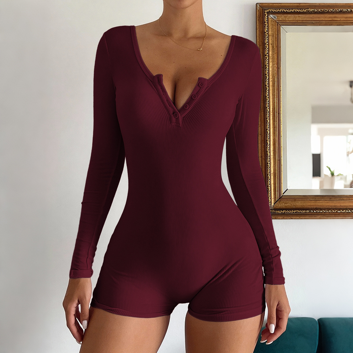 Kaikuo Yoga deportivo de color sólido pantalones cortos de mangas largas monje de mujer 2025 otoño y invierno Amazon estación independiente