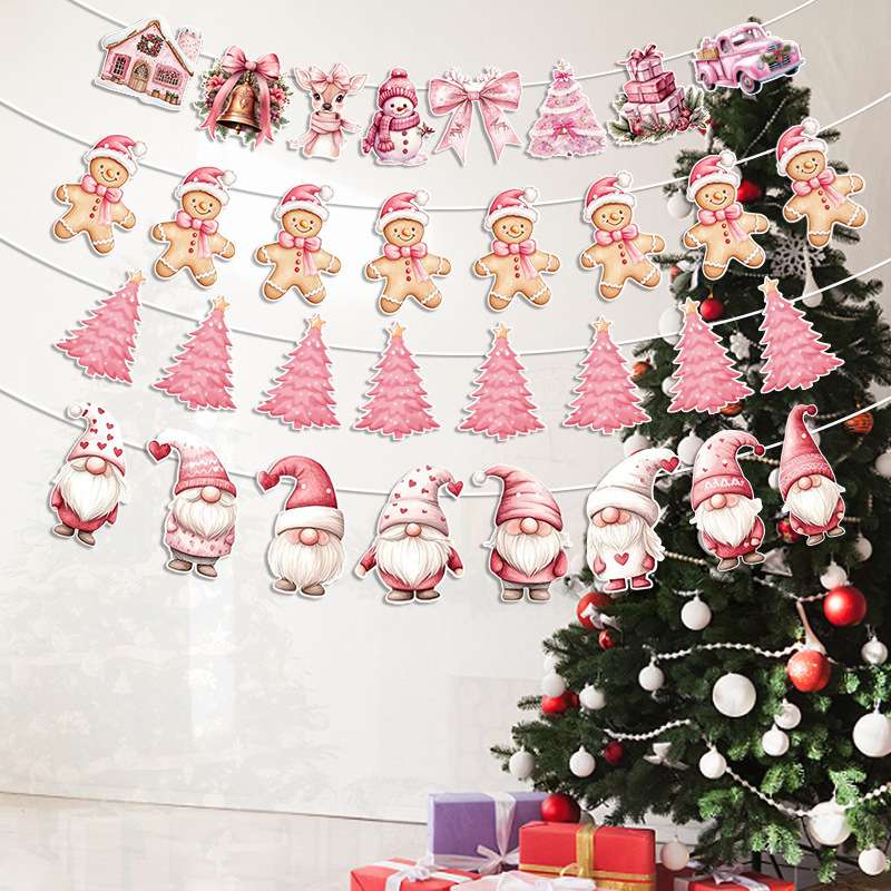クロスボーダークリスマスパーティー装飾フラッグフラワーアートクリスマスフラッグクリスマスツリーハンギングフラッグバナー装飾|undefined