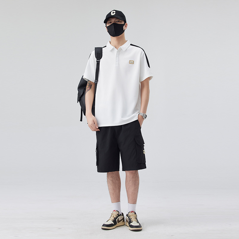 Transmisión en vivo explosión de verano nuevo hombre polo camiseta de manga corta camiseta de protección solar 7A marca de moda antibacteriana y media