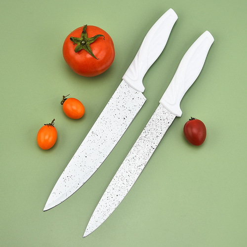 White Spray Tail Handle Six-Piece Kitchen Stainless Steel Knife Set Colorful Gift Box Kitchenware Set Complete Set