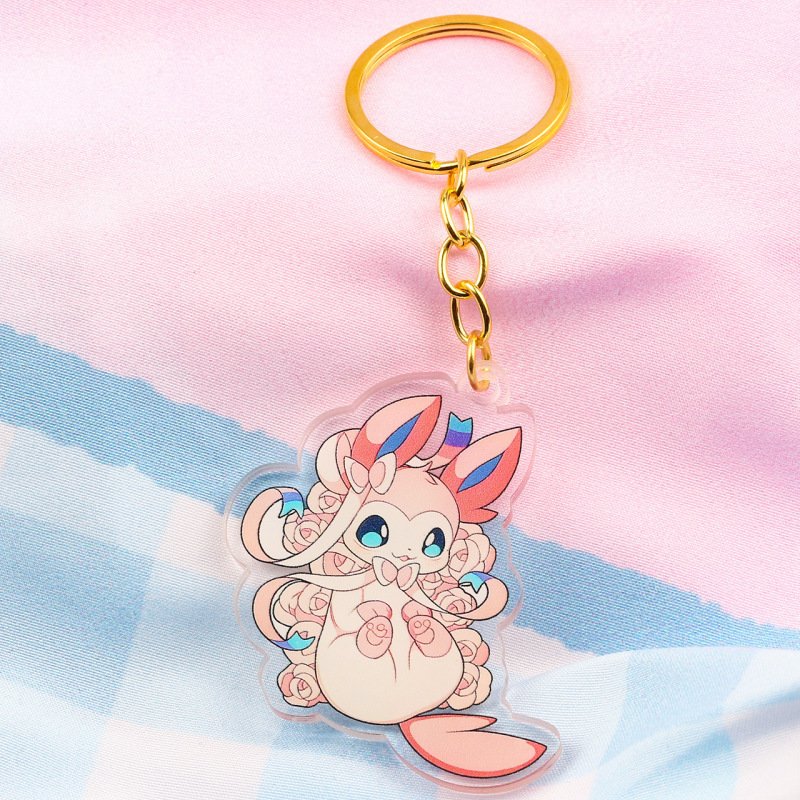 漫画かわいいピカチュウ Eevee キーホルダークリエイティブカップル小さなギフト車のキーチェーンバッグペンダント卸売|undefined