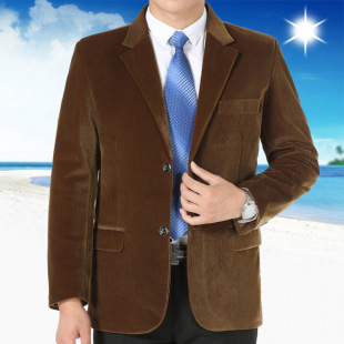 Jinbukang Spring and Autumn Casual Corduroy Suit for Middle-Aged Men, Business Single Suit for Middle-Aged and Elderly Dads