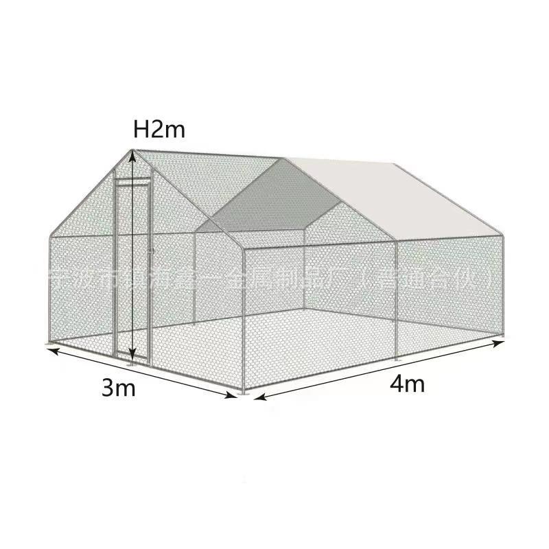 Jaula para gallinas, gallinero, gran cobertizo de cría al aire libre, jaula para gallinas de tubo galvanizado con tapa puntiaguda extraíble, jaula para conejos con malla