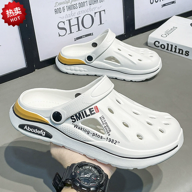 Оптовая продажа пещерной обуви мужской летний внешний вид вождения толстое дно противоскользящие и вонючие ПВХ прилив мужской дикий пляж сандалии