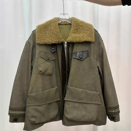 秋冬新款懒兔毛毛领鹅绒服女外套韩版宽松皮草派克服连手套时尚