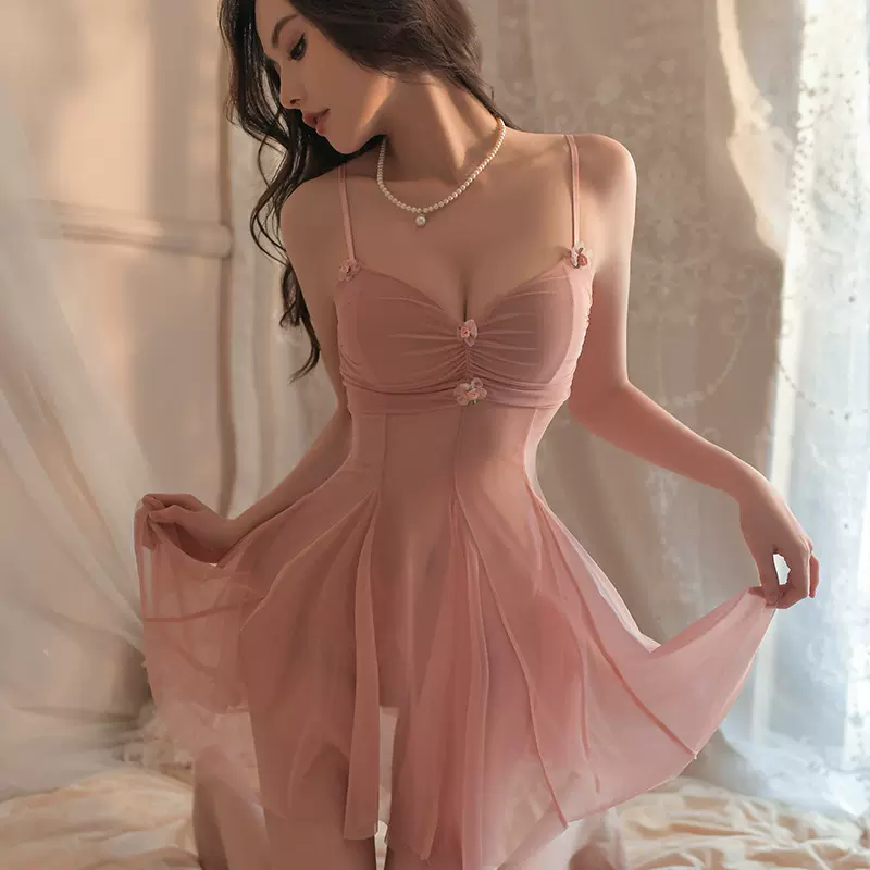 情趣内衣性感吊带睡裙纯欲风小胸显大法式透视激情诱惑睡衣女A123