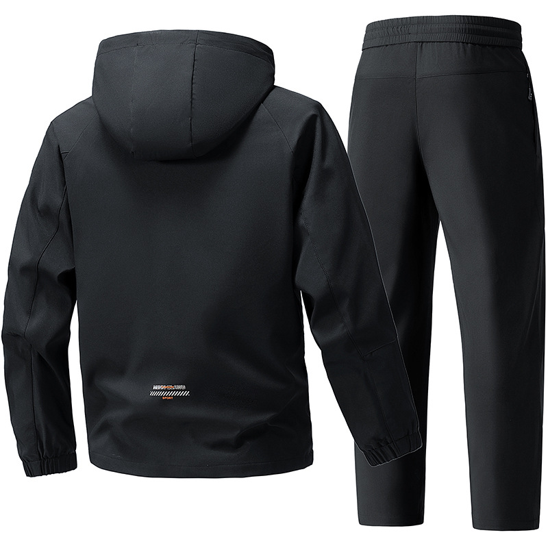 Trajes deportivos transfronterizos para hombres 2026 primavera y otoño sombrero desmontable chaqueta de asalto para hombres pantalones rectos de trabajo de dos piezas
