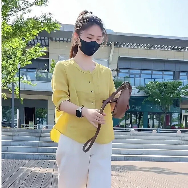 2025初夏搭配一整套韩系慵懒宽松显瘦圆领衬衫九分休闲裤两件套女|undefined