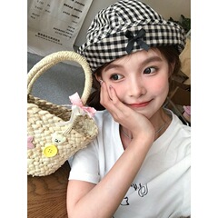 甘いひさしの帽子の蝶結びの紋様の漁師の帽子のカジュアルな女性の金の春夏の薄い金の百合の顔の小さいバケツの帽子